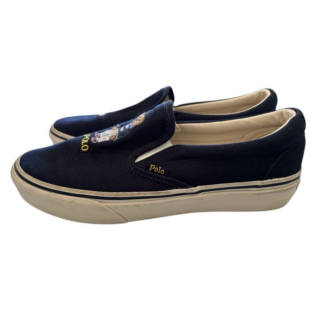 Polo Ralph Lauren Polo Bear Keaton Slip-On Sneaker Navy Men's Size 7.5 - Picture 5 of 9